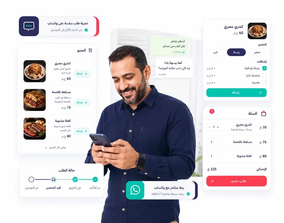 WhatsApp commerce order and product catalog inside Taloo: Restaurant menu